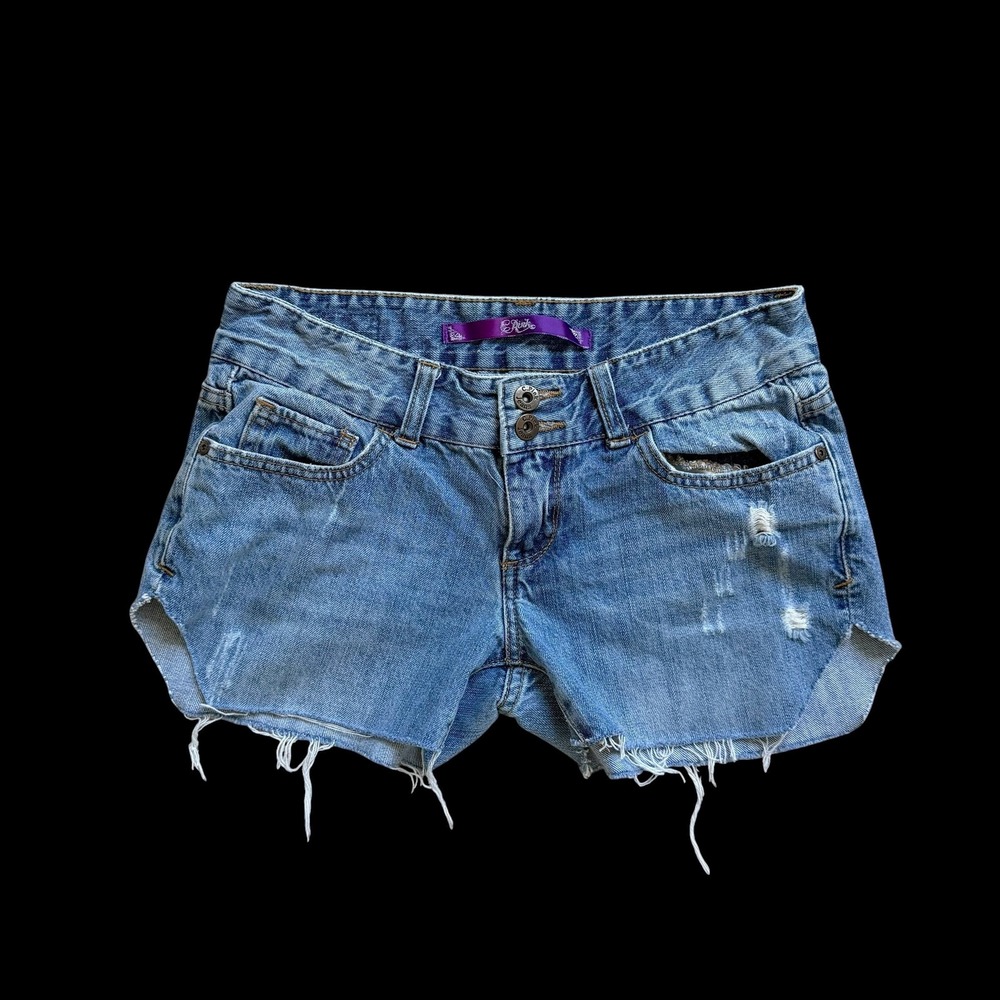 Y2K C. Pink Low Rise‎ Denim Cutoff Micro Shorts Distressed Blue Sz 5